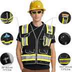 AYKRM Heavy Woven cotton High Vis Reflective work construction safety vest for men Class 2 with ipad Cargo Pockets