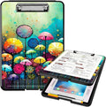 A4 Clipboards,Heavy Duty Waterproof Nursing Plastic Folder Clipboard with Storage Clip Boards,File Folder Storage Box Clipboard Case for Teacher,Doctor,Offices,Colored Mushroom
