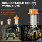 100W LED Temporary Work Light 15000lm Construction Lights 5000K Temp Light, Temp Work Lights Stainless Steel Guard Sturdy Hook Hanging for Outdoor Indoor High Bay Fixture Mine Workshop Jobsite