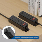 Wall Mount Power Strip,Flat Plug Power Strip with Switch,6ft Extension Cord,4 Outlets, Flexible Installation for Home, Office,and School,ETL Listed,Black (6ft,4 outlets)