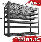 55.1" W Metal Shelving 6 Tier Garage Shelving 3660LBS Storage Shelves Adjustable Garage Shelves Industrial Metal Shelf for Basement Warehouse Shop Supermarket 55.1" W x 25.8" D x 84.1" H