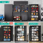 SISESOL Wide & Deep Metal Storage Cabinet with Lock & 5 Adjustable Shelves,72" Black Garage Storage Cabinet with Locking Doors,Lockable Cabinets for Home,Office,Garage,Shop,Basement 72x36x18