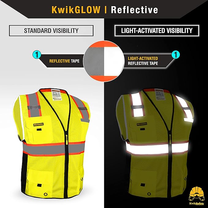 KwikSafety - Charlotte, NC - BIG KAHUNA Safety Vest [2 PACK] Class 2 ANSI OSHA Reflective Vest Durable High Visibility Vest Construction Safety Vest for Men Industrial Work Gear/Yellow 3XL