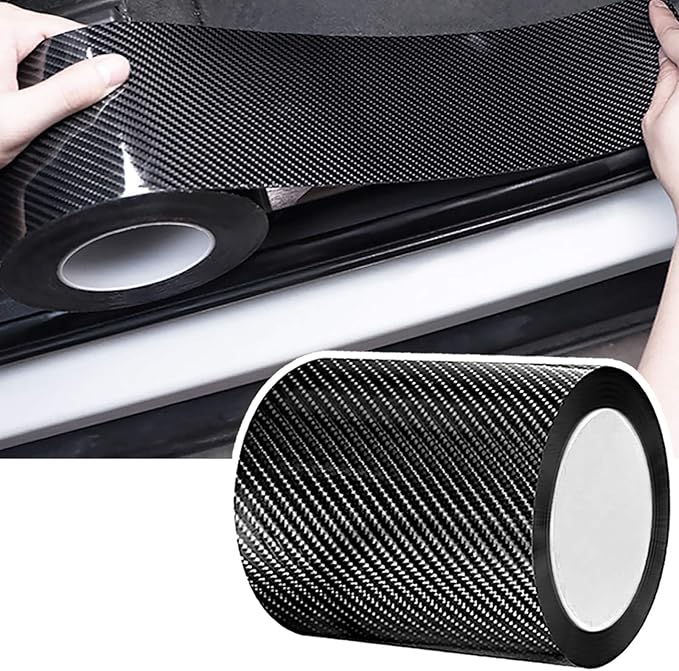DGSL Car Door Edge Guards - Carbon Fiber Wrap Film - Door Sill Protection - Fits Most Cars (4In x 33Ft, Black)