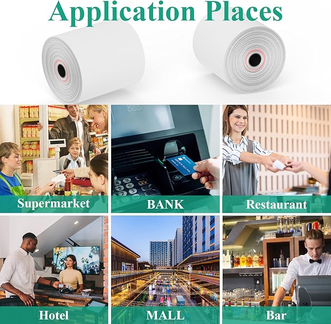 3 1/8" x 230' Thermal Paper Receipt Rolls, Premium Quality Thermal Printer Paper Compatible with Most POS Systems, Cash Registers，Credit Card Paper（10Rolls）