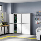Letaya Metal Storage Cabinet with Lock Door, Adjustable Shelf Steel Cabinets for Office, Home,Pantry,Kitchen,Garage Utility Cabinet (4 Door-White&Gray)