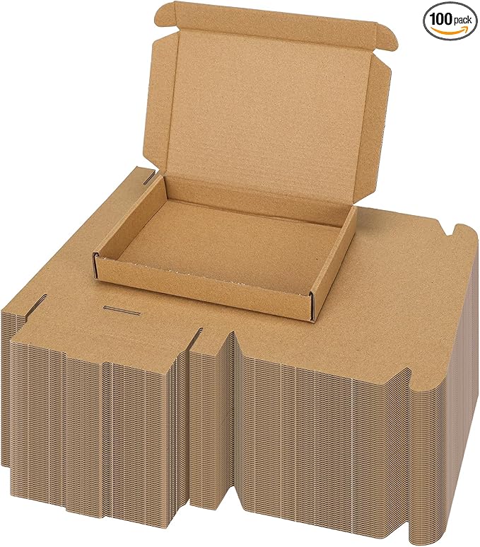 PHAREGE 7x5x1 Inch Shipping Boxes 100 Pack Brown, Tab Lock Tuck Top Mailer Boxes for Packaging Small Business, Cardboard Gift Boxes for Wrapping Mailing Present