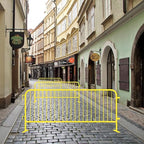 Crowd Control Warehouse Angry Bull Barricades Heavy Duty Crowd Control Metal Interlocking Barricade with Flat No-Trip Feet - 8.5 Ft. (Safety Yellow) (10 Pack)