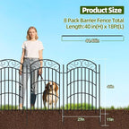 8 Panels 40in(H) Decorative Garden Fence, Total 18ft L Heavy Duty Iron Metal No Dig Animal Barrier Fence, Tall Garden Border Fencing, Temporary Dog Fencing Outdoor for Yard