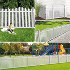 Patio Outdoor Fence 36"Hx84"L (7Sets) White Vinyl Picket Fence Panels Privacy Fence Decorative, PVC Garden Fence Temporary Fencing for Backyard Porch Dogs, Suitable for Soft Ground