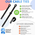 120 PCS 5/6/8 Inch Cord Wraps for Charging Cords – Data Cable Organizer Ties – Reusable Cable Ties – Electrical Wire Straps, Black