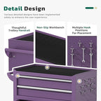 Greenvelly Tool Chest, 8-Drawer Rolling Tool Chest with Hooks and Lockable Wheels,Metal Storage Detachable Top Tool Box with Lockable Wheels for Garage,Workshop,Art Studio(Purple)