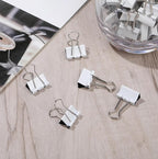 Jetec 100 Pack 0. 75in/19mm White Metal Binder Clips Bulk Medium Reusable Fold Back Binder Clips Paper Clamps Spring Steel Sturdy for Home Office School Supplies