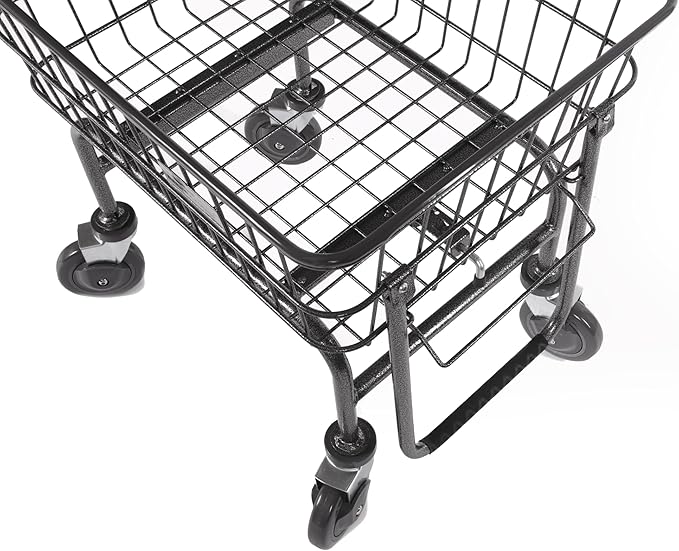 Rolling Laundry Cart with Wheels, Metal Wire Basket, Heavy Duty Utility Cart (Grey)