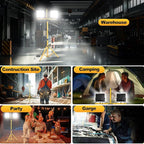 21000 Lumen LED Work Light with Stand, 2-Head Adjustable Lights with 16.5FT Extended Cord, IP65 Waterproof Work Lamp for Indoor & Outdoor Job Sites, Workshops, Construction, Garage Lighting