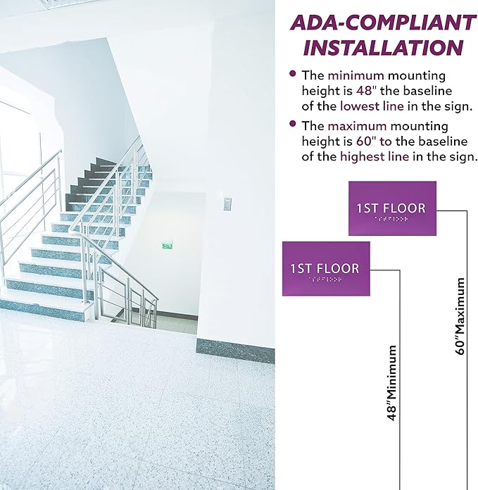 6" X4" 1st Floor Sign - ADA Compliant Tactile Graphics Grade 2 Braille Text Wall Sign| Directional Assistance, Floor Number Sign for Office, Schools, Hospitals, Apartments
