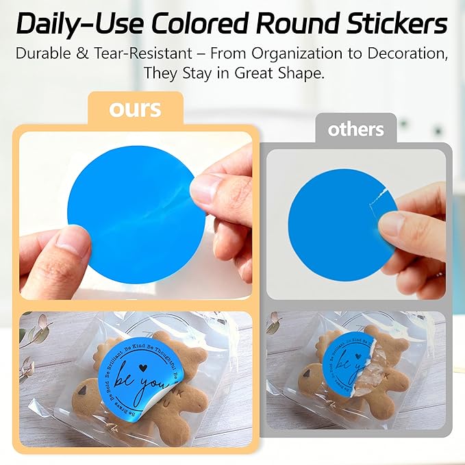2 inch Dot Stickers Labels Circle Garage Sale Sticker 750Pcs Round Thermal Printer Stickers Printable Writable Price Labels for Yard Sale, Fluorescent Blue
