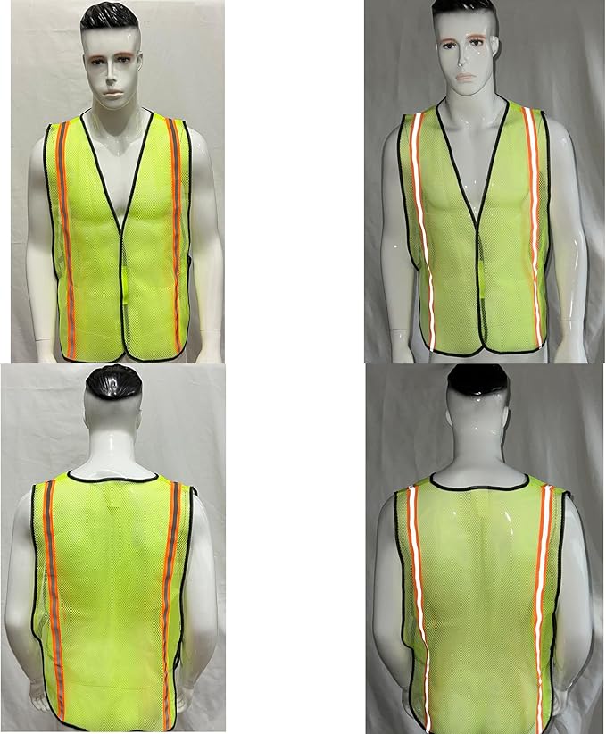 Dazonity High Visibility Reflective Safety Vest, Durable Mesh,High Visibility Reflective Strips, Fit for Men & Women, Work, Construction,Cycling, Surveyor,