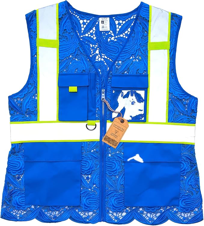 Lace-Mesh Safety Vest for Women & Men - Breathable, High Visibility Vest with Zipper & ANSI Class 2 Reflective Strips