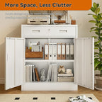 BESFUR Metal Storage Cabinet with Lockable Drawer and 2 Lockable Doors, 36"H White Metal Cabinet with Adjustable Shelf, Locking Storage Cabinet for Home Office, Garage,School, Warehouse, Utility Room