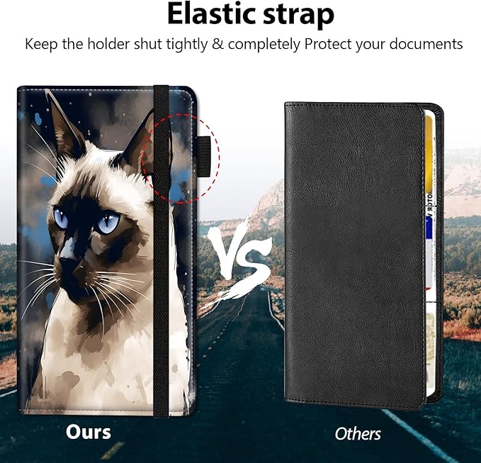 Car Registration and Insurance Holder, Leather Car Glove Box Organizer, Cool Car Accessories for ID, Driver's License Cards & Essential Document,business cards,Men&Women,Watercolor Cats