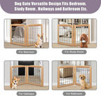 LZRS 2-Panel Freestanding Foldable Wood Dog Gate – Solid Wood & Steel Wire, Chew-Resistant Pet Barrier for Indoor Use, Ideal for Small to Medium Dogs, Natural