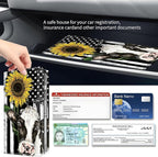 Premium Car Registration and Insurance Card Holder, Cute PU Leather Car Document Holder, Vehicle Glove Box Car Organizer with Magnetic Closure for Driver License, Cards American Flag