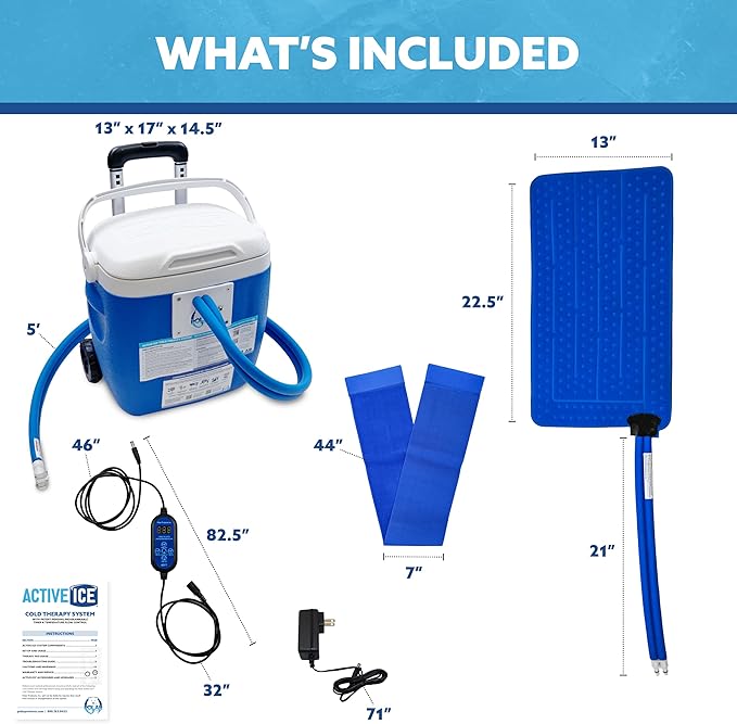 Polar Active Ice 3.0 Cold Therapy Ice Machine System w/Programmable Timer, Extended Coverage Back, Hip and Limb Compression Pad, 16 Quart Cooler, Quiet Pump, Strong Cryotherapy Pain Relief Treatment