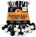 Xpose Safety Bungee Ball Cords 6" 100 Pack Heavy Duty Assorted Colors Black and White Stretch Rope with Ball Ties for Canopies, Tarps, Walls, Cable Organization