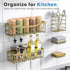 EUDELE 5-Pack Rustproof Stainless Steel Shower Caddy – No Drill Adhesive Bathroom Organizer with Large Capacity, Spacious Shower Shelves for Inside Shower, Kitchen & Home Decor Storage-XL Size