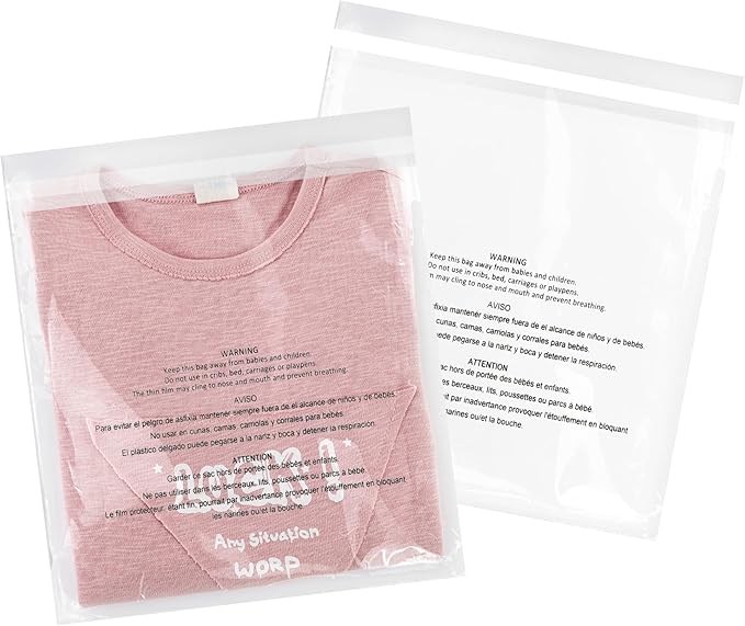 iMailer - 500 Pcs - 9" x 12", Suffocation Warning Self Seal Clear Plastic Poly Bags 1.6 Mil for A4, Letter Sized Documents, Marketing Materials, Clothes-Permanent Glue