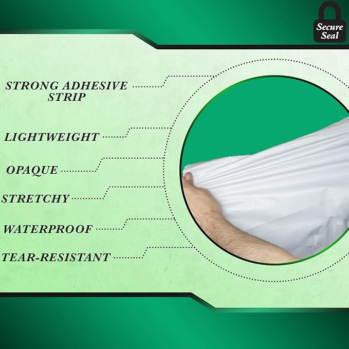 3000 Pack Secure Seal White Poly Mailers - 7.5x10.5 Safe Shipping Bags - E-Commerce Self Sealing 2 Mil Poly Envelopes