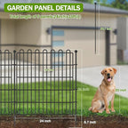 5 Panels No Dig Decorative Garden Fence for Yard, 24 in(H) X 10 ft(L) Animal Barrier Fencing for Outdoor Dog, Metal Portable Garden Fences for Borders, Pets, Landscape, Temporary Fence