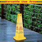 Floor Safety Cone Yellow Caution Wet Floor Sign 4 Sided Wet Cone Sign Public Caution Yellow Avoid Fall Slip Accident for Indoors and Outdoors(10 Pieces)