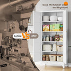 Yizosh Metal Storage Cabinet with 2 Doors and 4 Adjustable Shelves,- 72" White Kitchen Pantry Storage Cabinet for Kitchen,Living Room,Dining Room