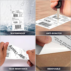 White Thermal Labels 3 × 5 Inch Vinyl Self-Adhesive Fanfold Direct Shipping Stickers Waterproof Perforated Printer Decal for Office Warehouse Barcode 300 PCS