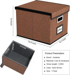 Huolewa Upgrade Portable File Organizer Box with Lid,Large Linen Hanging Office Document Storage Box with Lid,Collapsible Filing&Storage Box for Office/Decor/Home-14.9x12.7x10.8in,1pk-without folders