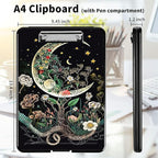 A4 Clipboards,Heavy Duty Waterproof Nursing Plastic Folder Clipboard with Storage Clip Boards,File Folder Storage Box Clipboard Case for Teacher,Doctor,Offices,Moon Flowers