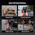 6 Pack 28 Inch Traffic Cones with Black Base, from -22℉ to 131℉, MUTCD-Compliant Orange Safety Cone with Reflective Collar ＆ Extra Caution Tape for Parking Lot, Construction Work, Road Safety