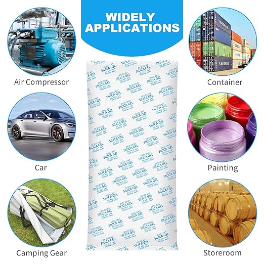 Large Desiccant Packs, 1000 Gram 4 Packs Container Desiccant, Silica Gel Car Dehumidifier by Reusable, Large Moisture Absorbers for Electric Tool, Basement, 3D Filaments and Safes