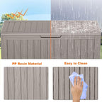 75 Gallon Resin Deck Box, Lockable Patio Outdoor Storage Box for Furniture, Garden Tools and Tools Storage, Waterproof Outside Storage Boxes - Grey