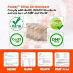 10g x 10 packs Fonday Rechargeable Silica Gel Desiccant Packets Food Grade Fast Reactivate Desiccant Bags Moisture Indicating Orange to Green