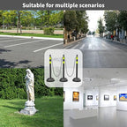 6 Pack Traffic Delineator Post Cones with Plastic Chain Crowd Control Barriers - Expandable 40" Traffic Control Cones, 6 x 6.6 Ft Chains for Indoor & Outdoor Use (Black-Water Filled Base)