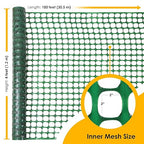 Houseables Fencing, Temporary Fence, Snow Fence, 4x100' Feet, 10.55 lb/roll, Green Plastic Fencing, Deer Netting, Plastic Mesh Roll, Safety Netting, Construction, Yard, Garden, Chicken, Dogs, Backyard