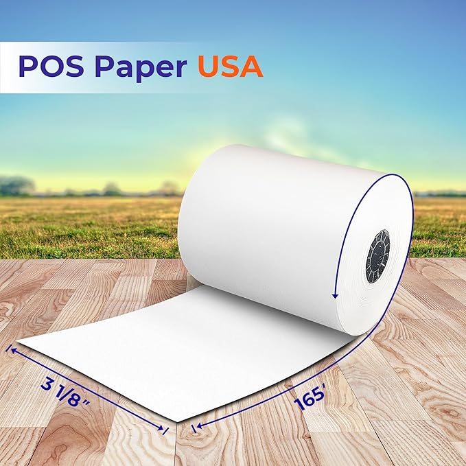 3 1/8" x 165' Premium Heavy Thermal Paper (50 Rolls/Case) - BPA Free