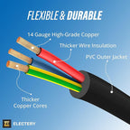 20 ft Heavy Duty Appliance Extension Cord, 14 AWG, 15A 125V 1875W, 3 Prong Flat Plug, ETL Listed, Short Power Extension Cable for Air Conditioner, Refrigerator, Microwave, Indoor Use, Black