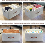 TYEERS Extra Large Collapsible Storage Bins with Lids and Compartments, Organizing Bins for Closet Storage, Clothes Storage, Cube Organizer for Home Office Storage - 2 Pack - Gray