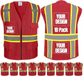 BeautyWill 10/20 Pack Custom Logo Safety Vest,Bulk High Visibility Class 2 Reflective Work Vests