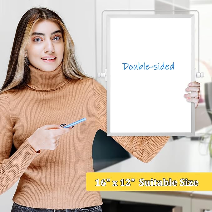 Dry Erase Magnetic White Board, 16" x 12" Double-Sided Desktop Whiteboard with Stand, Portable Small Whiteboard Set for Drawing, Office, Home, School