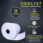 Receipt Paper Roll 3 1/8 x 230 for Square Register and Square POS System connected to Star Micronics Thermal Printer (Pack 12 rolls)